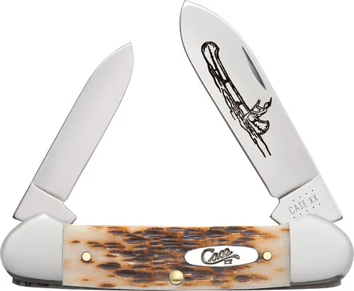 CASE KNIVES AMBER BONE PEACH - SEED JIG CANOE