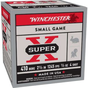 Winchester Super-X High-Brass Shotshells .410 ga 2-1/2" 1/2 oz 1245 fps #4 25/ct