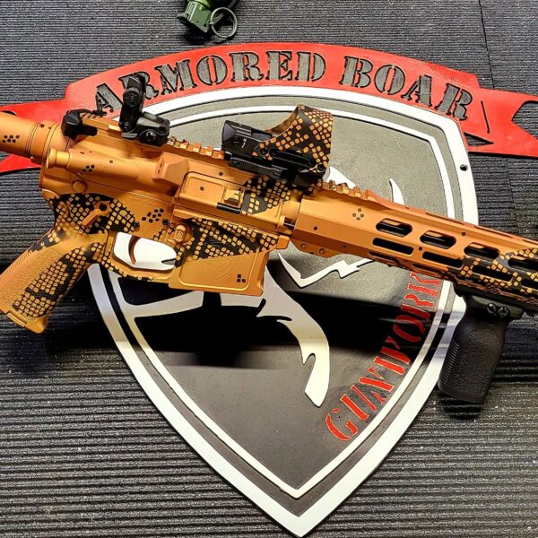 Bronze patterned rifle