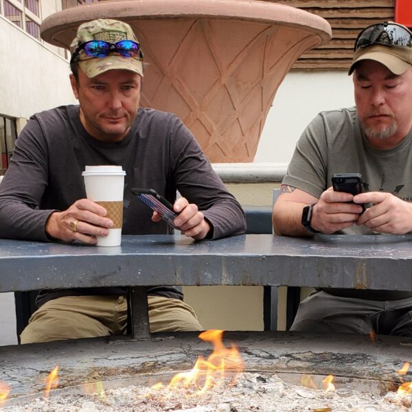 Outdoor fire pit gathering