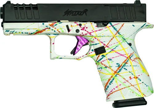 GLFA 19 STRIKER 9MM 4" 15 SHOT - BLK SLIDE SPLATTER WHITE FRAME - Image 2