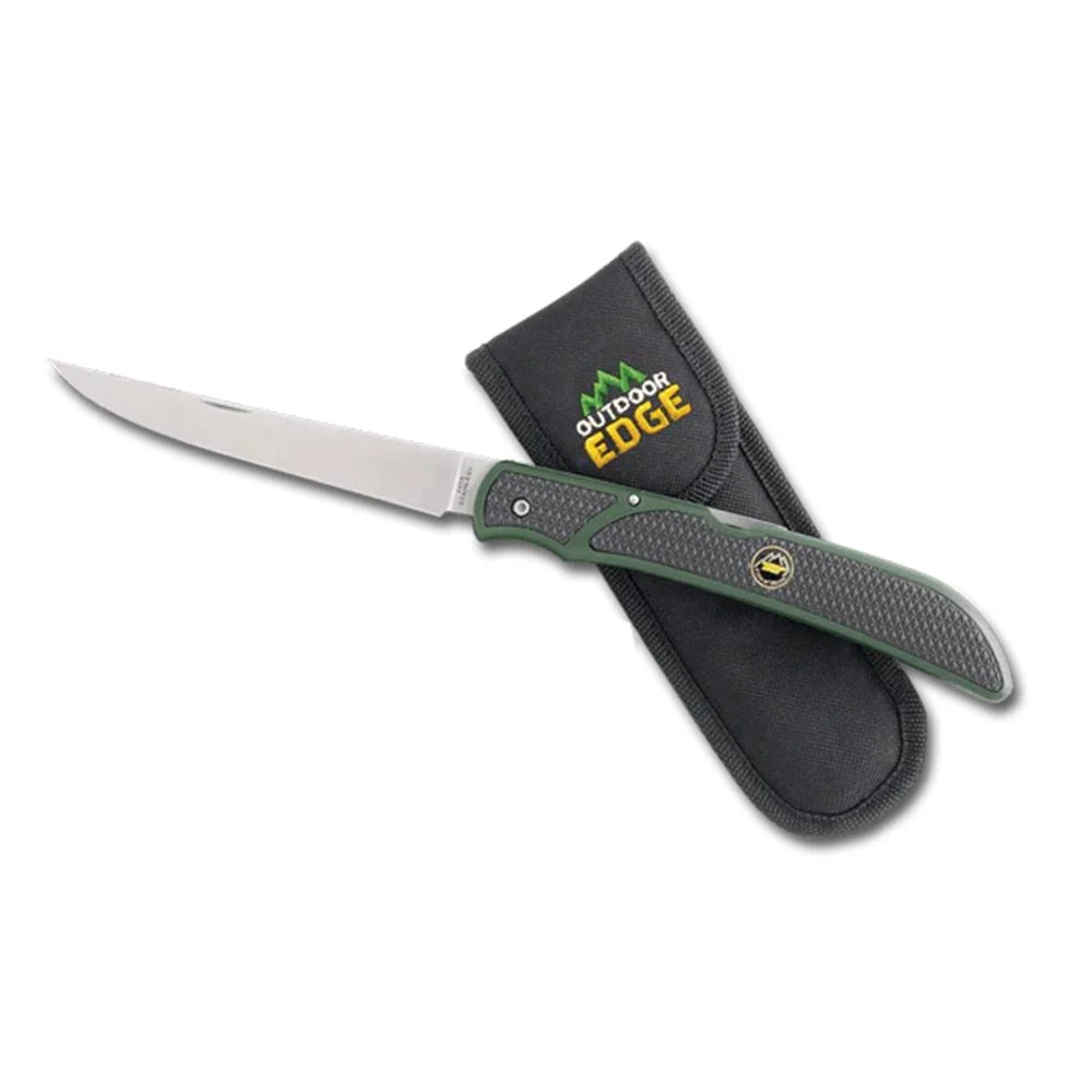Outdoor Edge Fish & Bone Folding Knife 5″ Fillet Blade Green
